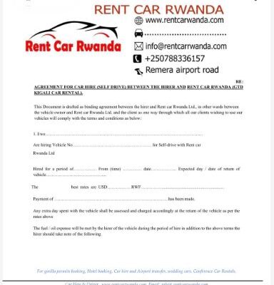 Rwanda Car Hire Documents: